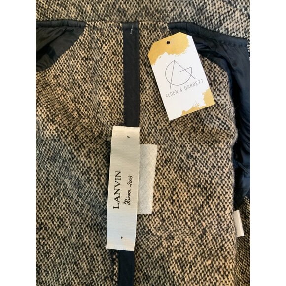 Lanvin Black Gray Tweed Mohair Wool Blend Zip-Up Moto Jacket Fringe Size 38 | 6 - Picture 7 of 7